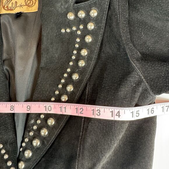 Frontier USA Phoenix Collection Black Suede Studded Western Jacket Women Small - Picture 9 of 11